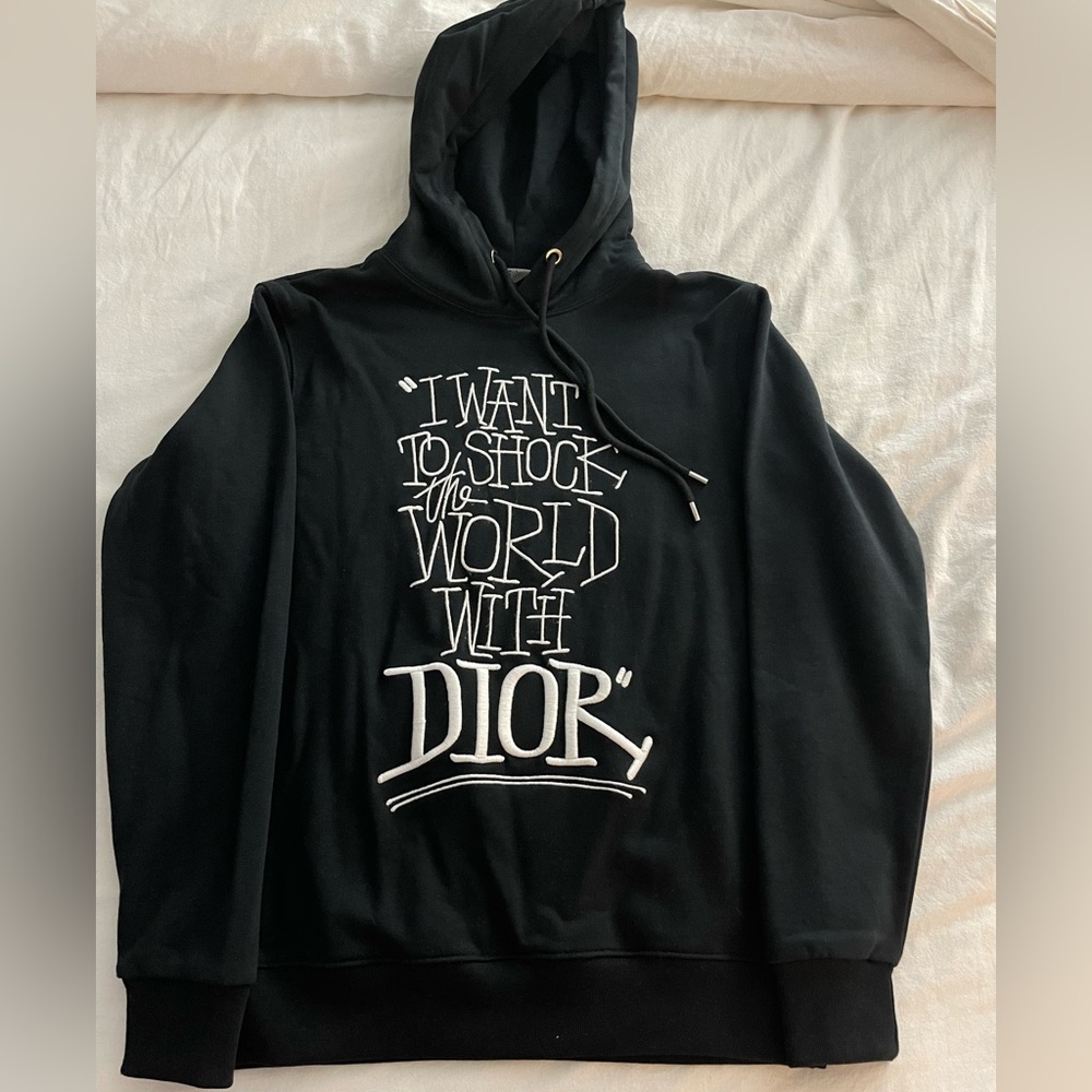 Dior hoodie SHAWN STUSSY I WANT TO SHOCK THE WORLD WITH DIOR